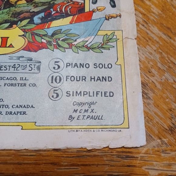 Framed Napoleon's Last Charge music sheet arranged by E.T. Paull in fair conditi - Picture 4 of 6